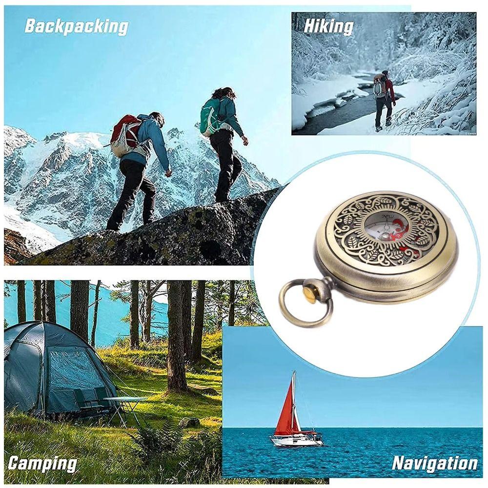Gold Color Outdoor Compass Copper Camping Compass Portable Pocket Compass  Outdoor Activities