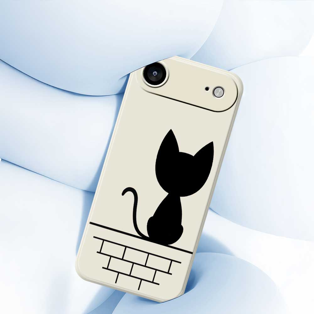 For iPhone 17 Air Case Black Cat On the Wall Pattern Printing Straight Edge TPU Phone Back Cover