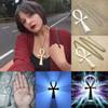 Retro Vintage Necklace Pendant Amulet Talisman Big Ankh Cross Men Women Stainless Steel Egypt Egyptian Key Life Jewelry Gift Hip Hop Rock Goth Gothic
