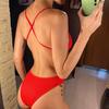 Sexy 3 Colors Backless High Leg Cut Women Swimwear One Piece Swimsuit Female Ribbed Padded Bather Bathing Suit Swim Lady