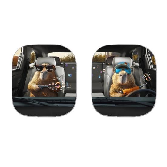 2Pcs Animal Print Car Sun Shade High-Density Aluminum Foil Windshield Sunshade Blocks UV Rays Sun Visor All-Season Protection Vehicle Sun Protector