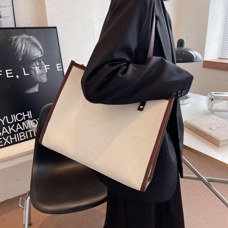 Autumn Winter Commuter Big Bag Fashionable Vintage Large Capacity Shoulder Tote Bag Women's Bag Student Class Bag
