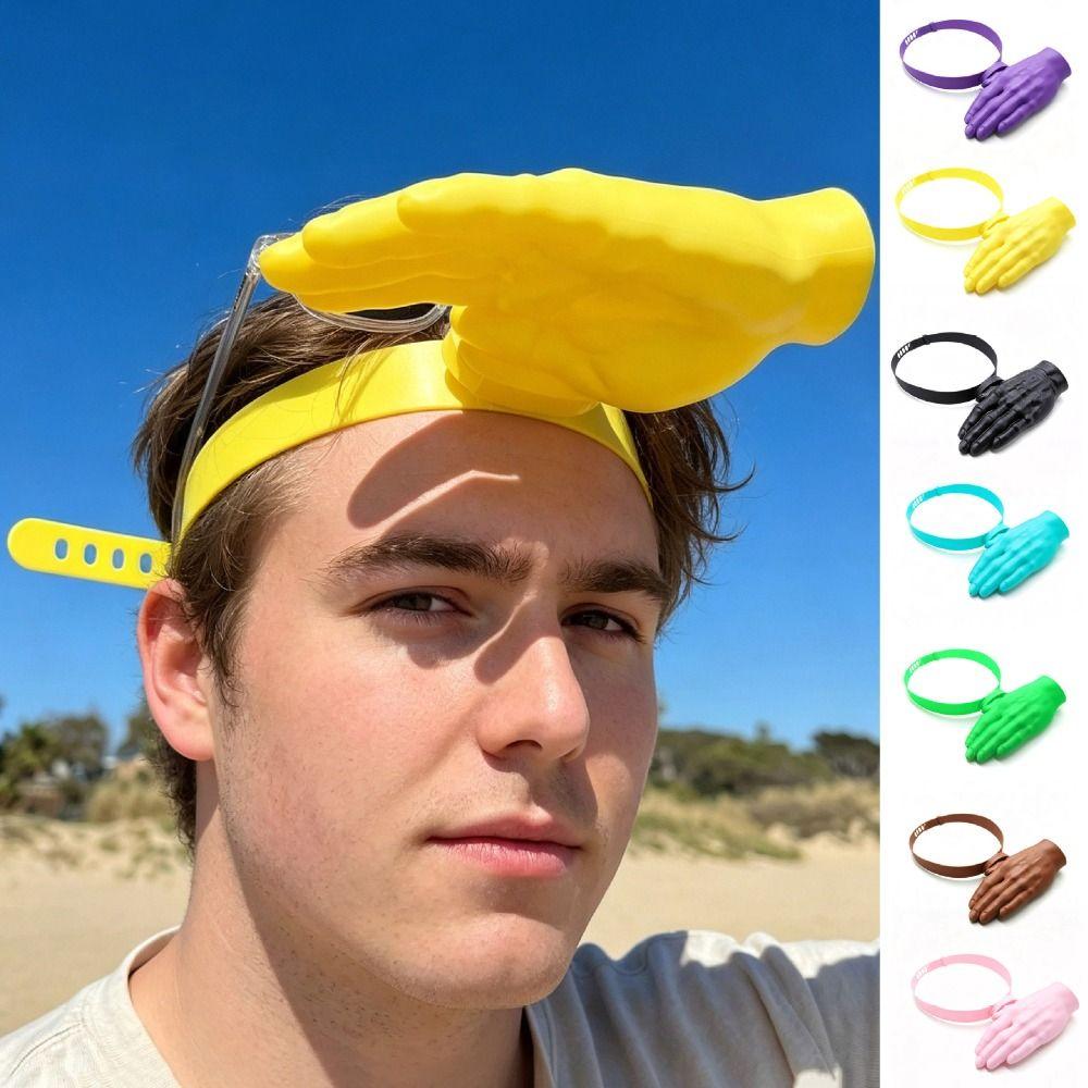 Adjustable Palm-sized Sun Hat 3D Printing Funny Sunshade Cap Hand Sun Visor Headband Beach Holiday