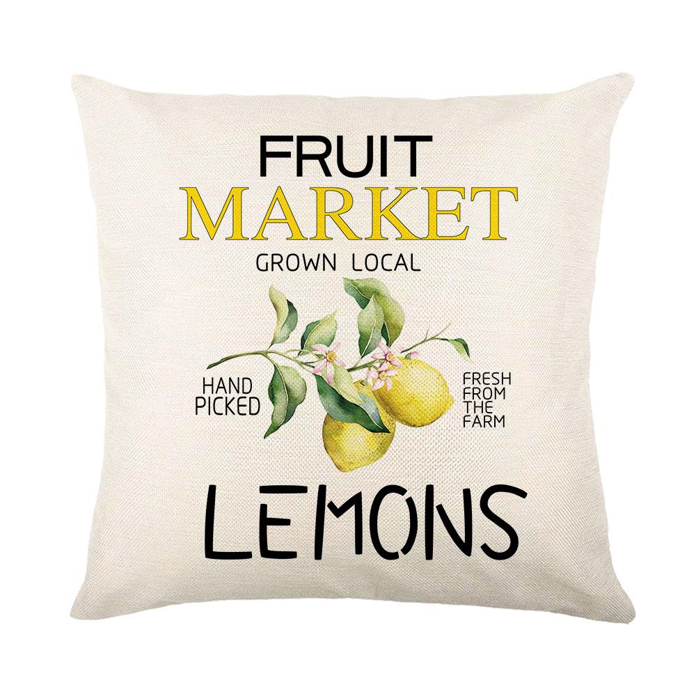 New Spring and Summer Pillow Cases Linen Yellow Lemon Truck Print Home Pillow Cushion Combination