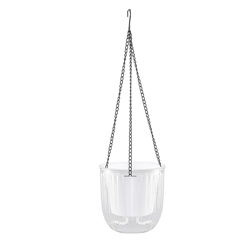 Fioriera da appendere per giardino Fioriera da appendere auto-irrigante Fioriera idroponica trasparente con sistema a stoppino Resistente al sole Apertura larga