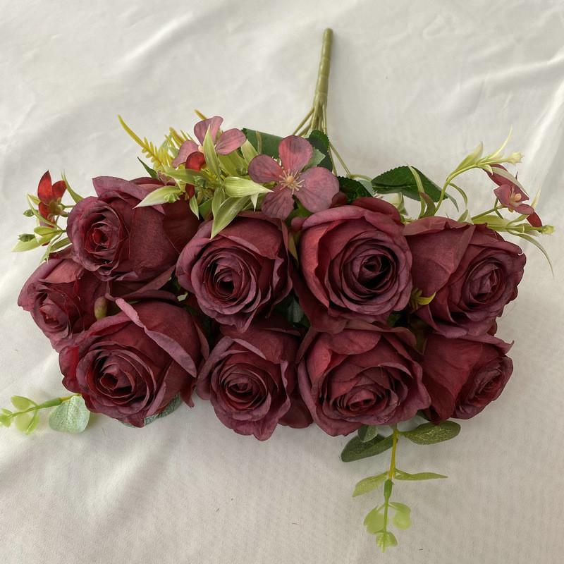 Wedding Rose Bridal Bouquet Artificial Flower For Home Decor And Photography Props
