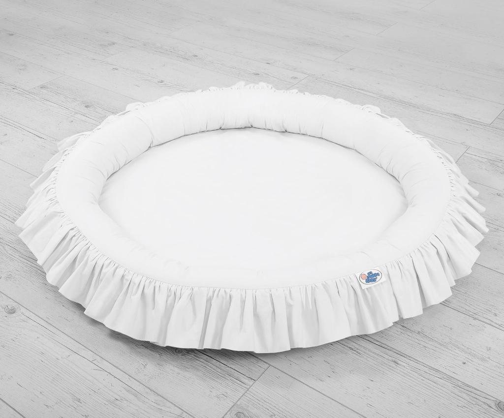 Set: hanging cotton canopy for a children's room and a nest with a ruffle - white