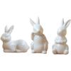 Happyyami Garden Bunny Figurines Landscape Bunnies Decoration 3Pcs Ceramic Bunny Rabbit Figurine Easter White Bunny Figurines Mini Tabletop Rabbit