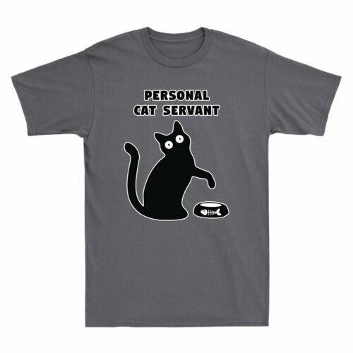 Funny Black Cat Personal Cat Servant Cat Lover Gift Men s Short Sleeve T-Shirt S