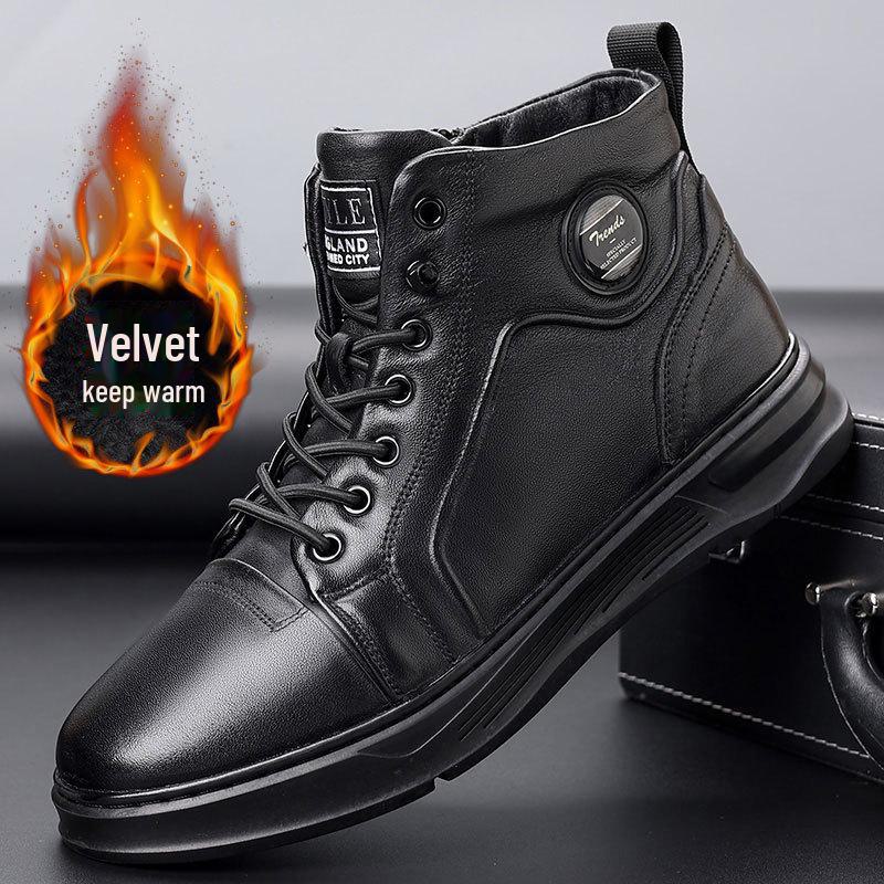 

Мужские черные высокие зимние ботинки из натуральной кожи 38