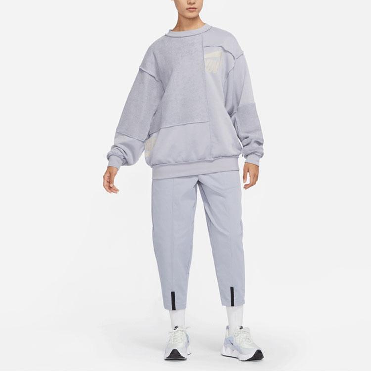 Nike Sportswear Logo Patchwork Knit Pullover Crewneck Sweatshirt Women sweatshirt Purple DO6960-521