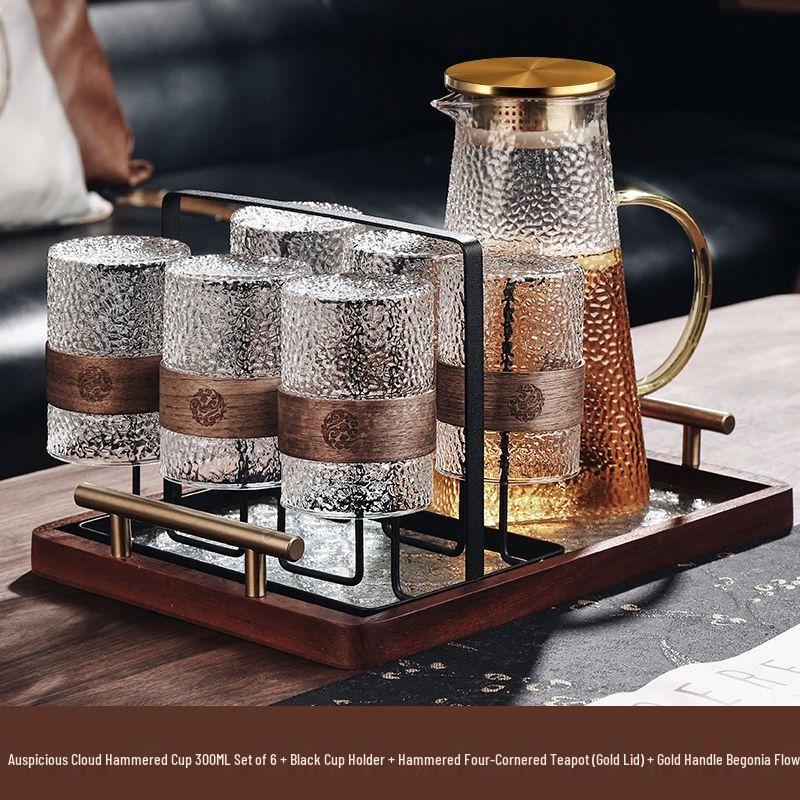 TXRMDX Chinese Retro Glass Water Cup Set