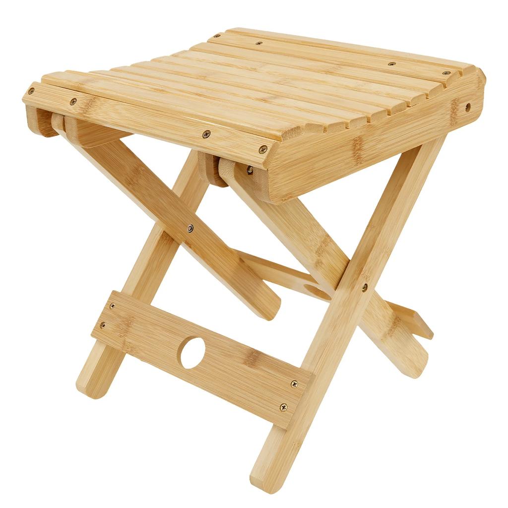 Portable Folding Stool Multi Purpose Bamboo Non-Slip Footstool For Home Bathroom Outdoor Camping Leisure Fishing Stool