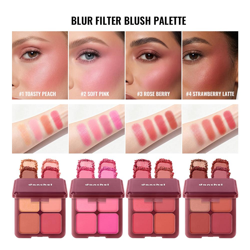 4 Color Matte Cream Blush Highlighter Palette Pink Peach Expanding Color Natural Water Light Blush Rouge Portable Face Cheek Tin