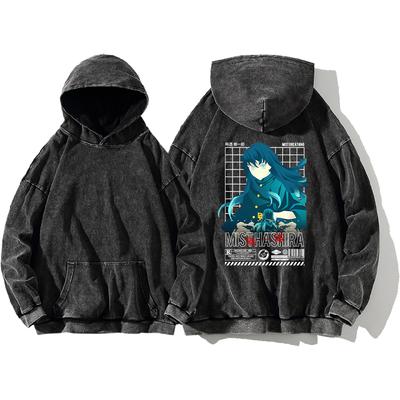 Demon Slayer Anime Streetwear Tokitou Muichirou Hooded Men Women Oversized Hoodies Washed Cotton Pullover Harajuku Sweatshirt
