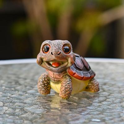 Estatua de Jardín de Tortuga Resina Adorno de Mesa de Tortuga de Dibujos Animados Figurita de Tortuga para Patio, Maceta