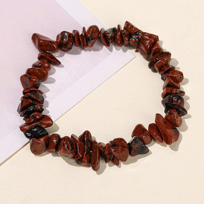 Natural Crystal Stone Bracelet Irregular Reiki Lucky Elastic Bracelet Ladies Fashion Strawberry Crystal Amethyst Jewelry