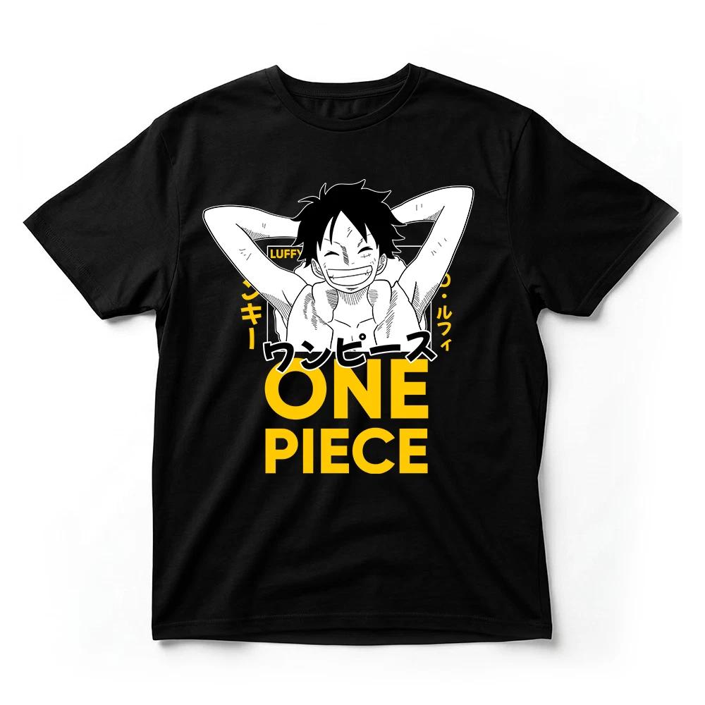 One Piece Luffy Smiling TShirt Japanese Text Unisexga Anime Graphic Tee Unisex S