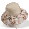 Summer Travel Big Brimmed Fisherman Hat, Women's Printed Bow Sun Hat Face Covering Beach Hat Sun Hat UV Protection