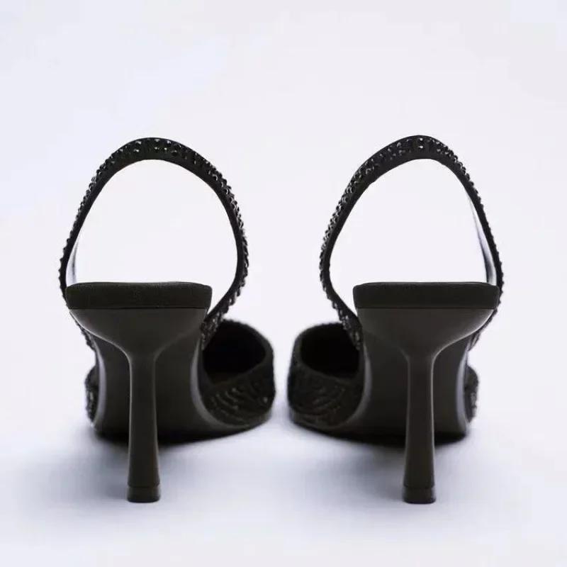 Fashion Summer Women's Sandals New Spring Sandals Elegant Women's High Heels Pointed Toe Back High Heels Fashion Women's Shoes Sandals