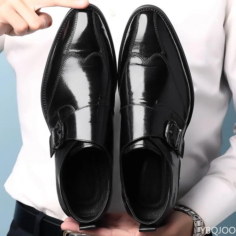 Leather Shoes Men'S New Casual Buckle Plus Size Business Casual Shoes With Simple And Slip Resistant Foot Covers  Hombre