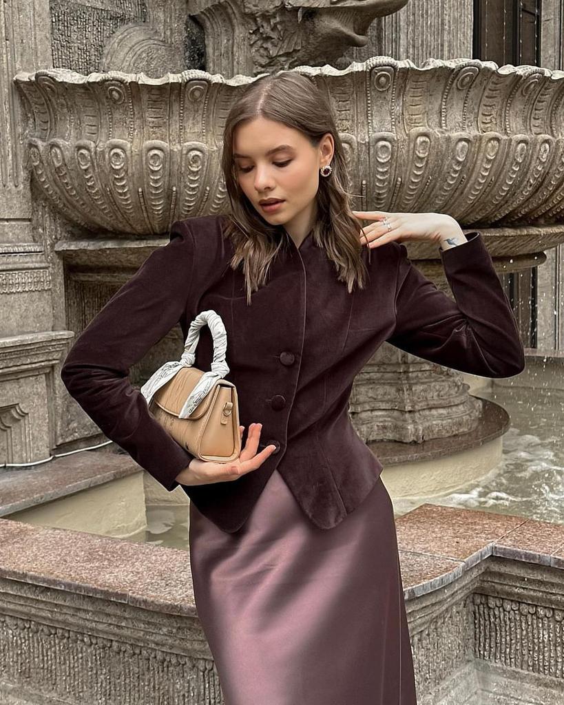 Retro Stand-Up Collar Button Slim-Fit Women's Jacket