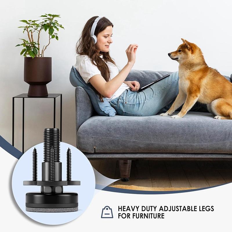 AT19-Adjustable Leveling Feet, 3/8Inch-16 Thread T-Nut Kit Furniture Levelers Table Feet, Heavy Duty Leg Levelers