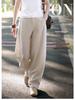 2026 Spring/Summer Women's Comfortable Ramie Wide-Leg Carrot Pants - Retro Lantern Style, Loose & Casual