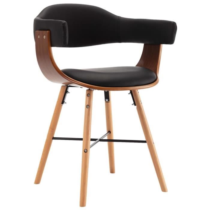 VidaXL Chaises de salle à manger 2 pcs Noir Similicuir et bois courbé