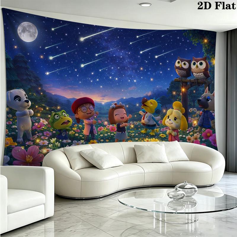 Animal Crossing Anime Wall Tapestry Aesthetic Wall Hanging Printed Fabric Blanket Decorative Tapestries for Bedroom Living Room Home Decor