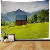 Snow House Tapestry Winter Landscape Tapestry Snowy Tree Woodland Tapestries Wall Hanging for Bedroom Living Room Dorm Office