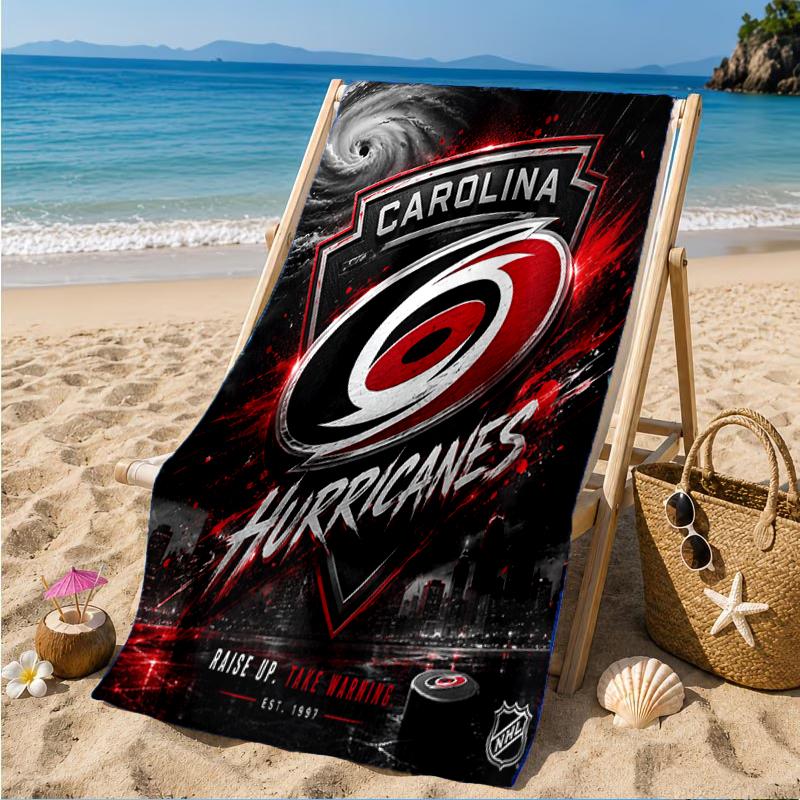 Hurricanes Team Spirit Beach Towel, Super Soft Microfiber, Perfect Gift for Her/Him, Birthday, for Pool, Beach, Travel, Decor Beach Party