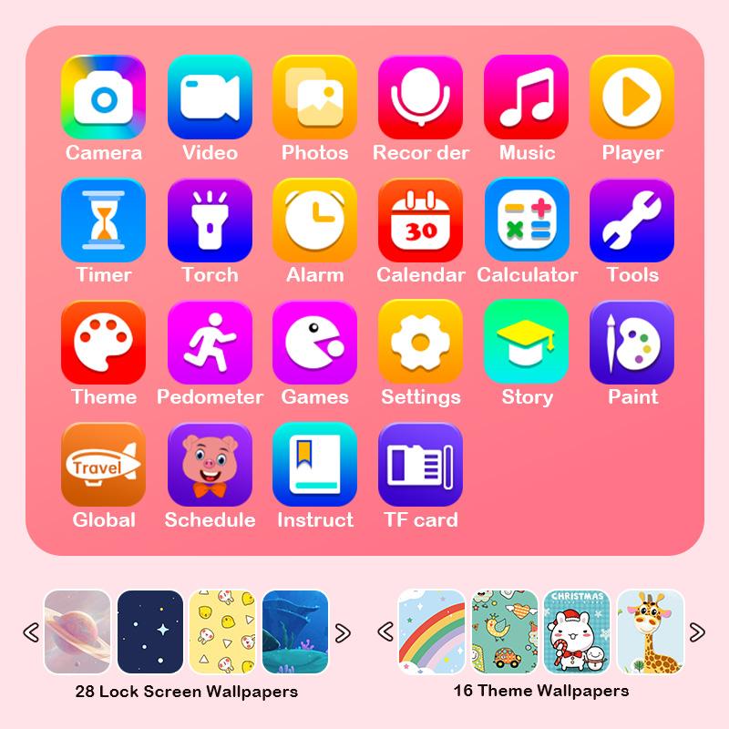 Kids Smart Phone Toys For Girls Unicorns Gifts 2.8 Inch Touchscreen Dual Camera Music Player Learn Toys Christmas Birthday Gifts