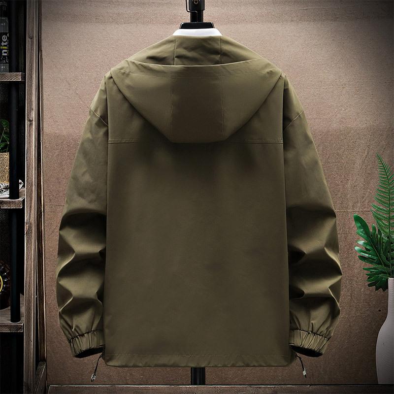 Oversized Jacket Men Waterproof Hooded Windbreaker Bomber Jacket Casual Jacket Loose Zipper Coats