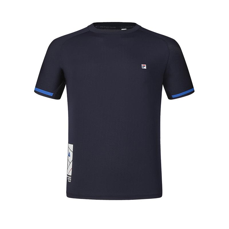 

Fila Теннисная серия Повседневная однотонная футболка с круглым вырезом и коротким рукавом Мужские топы Королевско-синий A11M423114FNV L