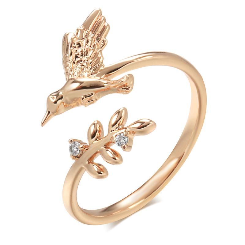 

Кольца Kinel с открытыми листьями и невестой для женщин, ювелирные украшения цвета розового золота розового золота