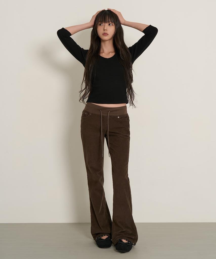 PEPLEE Banding Corduroy Boots Cut Pants (Brown)