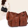 Washed Leather Women's Bag, Crossbody Bag, Fashionable Single-shoulder, Retro Style, Middle-aged Mom's Bag