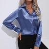 Moda cu mâneci lungi cămăși elegante din satin, primăvară și toamnă, bluză pentru birou, femei, solide, pentru femei, ocazional, pentru birou, topuri, îmbrăcăminte 29730