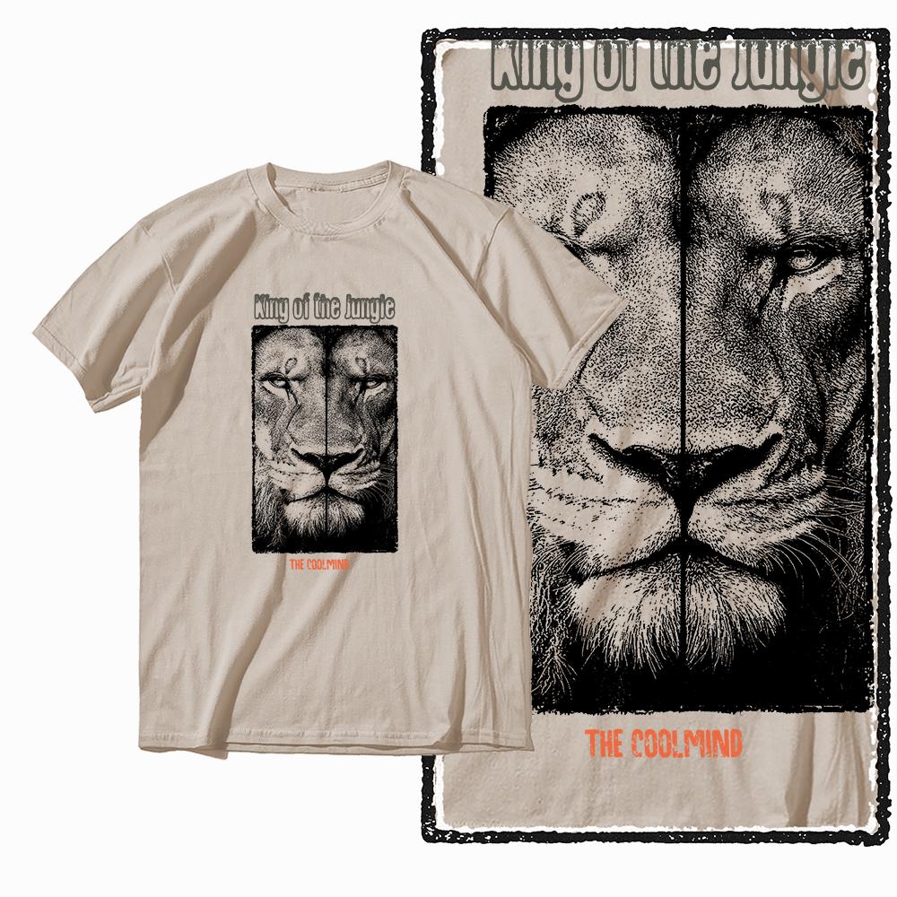 Coolmind MAV lion printed Exclusive graphic men T shirt 100% cotton big size streetwear men tshirt cool t-shirt tee shirts