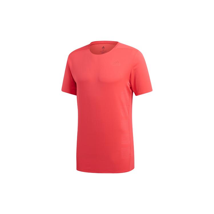 Adidas T Shirts Men's Red Crew Neck Moderate Straight Fit DQ1852