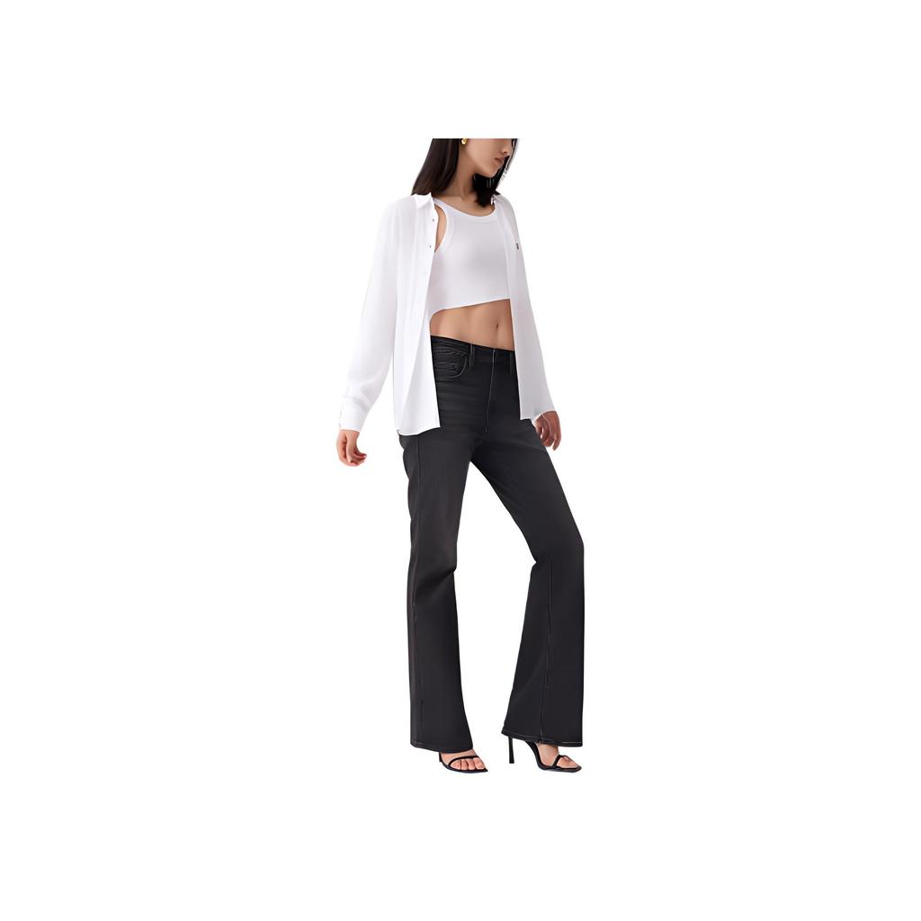 Levis Plain Minimalist Comfortable Polo Long Sleeve Shirt Women Shirts White A8745-0002