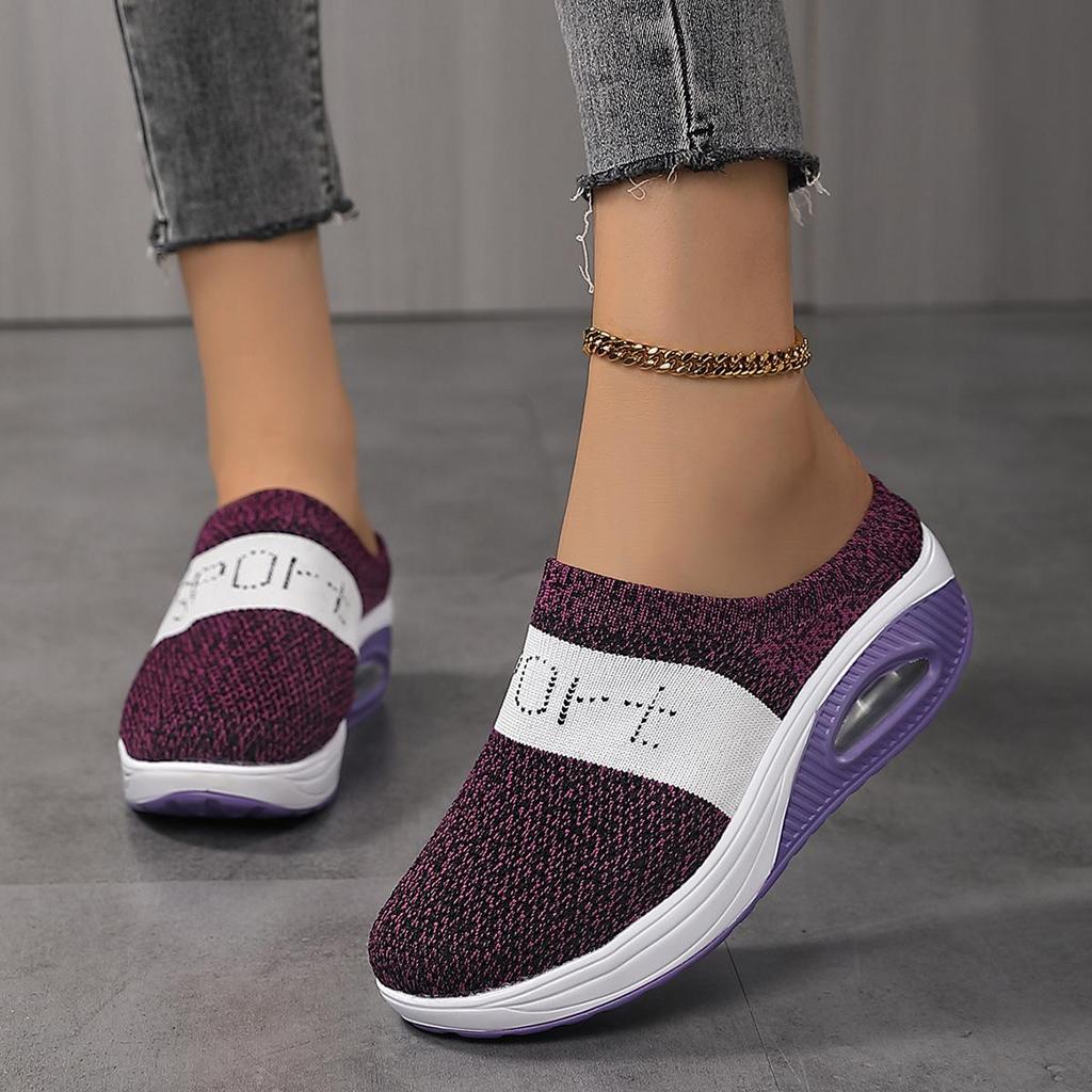 Women Spring Breathable Outdoor Mesh Casual Shoe Fly Weaving Oversized Thick Bottom Low Help Single Shoes 36-42