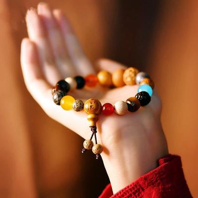 Přírodní 18 semen Bodhi buddhistické dřevo Buddha modlitební korálkový uzlový náramek Unisex pánské náramky náramky pro ženy