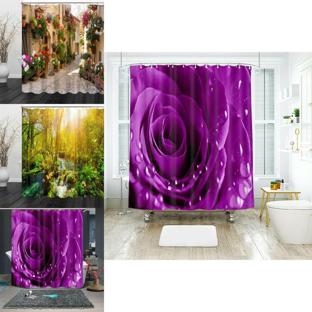 Eye-catching Waterproof Shower Curtain Featuring Unique 3d Floral Patterns For Your Bathroom