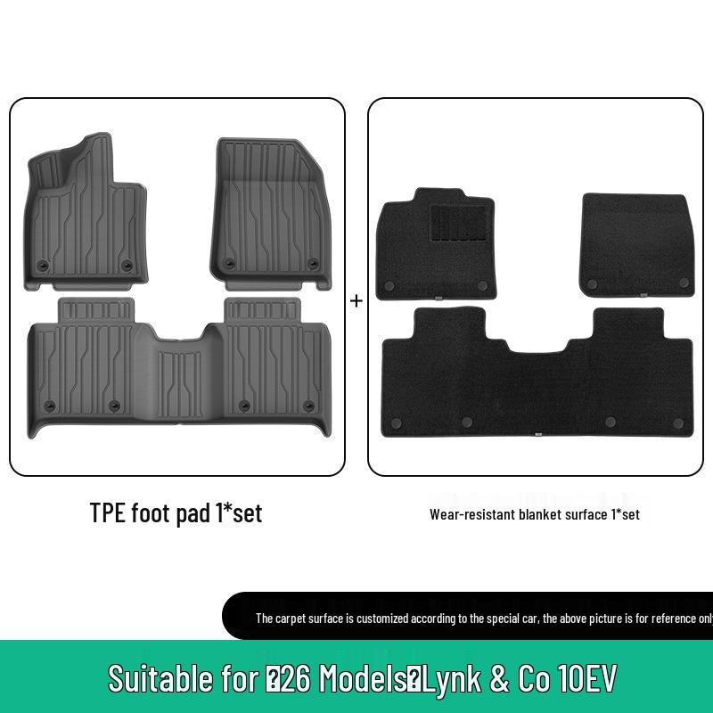 Custom TPE Floor & Trunk Mats, Stain-Resistant, Fits 25 Lynk & Co 10 Models, EM-P.