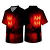 Men's Short Sleeve V Neck Halloween Print Medical Scrub Top with Chest Pocket Comfortable Fit Workwear for Healthcare Professionals