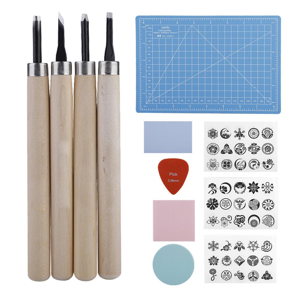 Rubber Stamp Carving Handcraft Set Hand Sculpture Stamp DIY Tool Kit