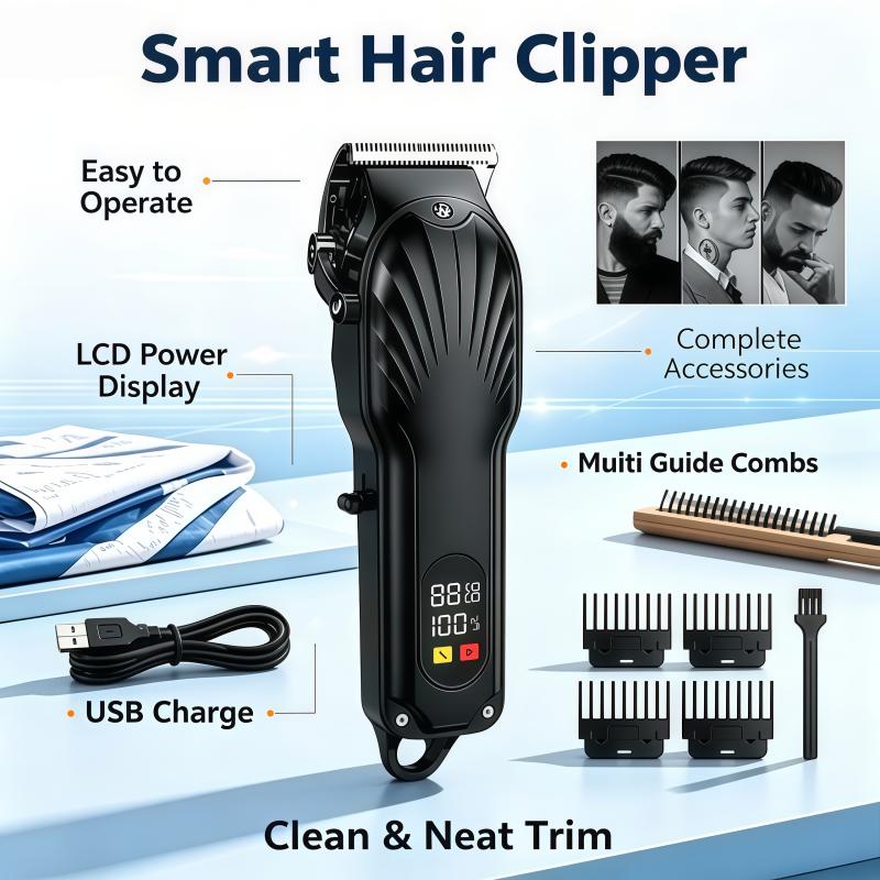 High quality professional men's hair clipper- High-power adjustable wireless hair trimmer-Zero-gap trimmer Kit Boyfriend Gift