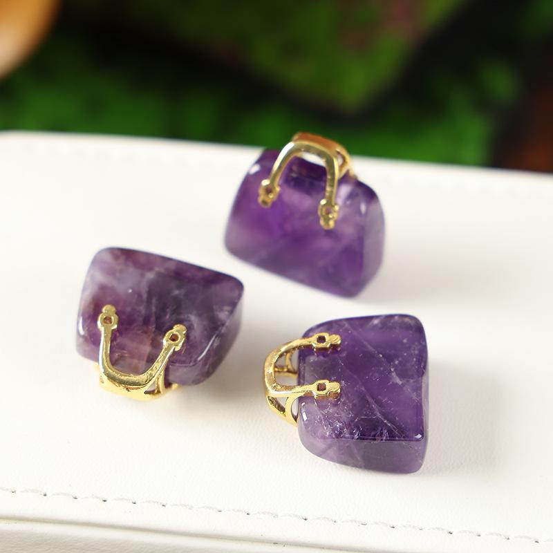 Amethyst & Rose Quartz Crystal Pendant Handbag Decoration